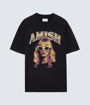AMISH SUPPLIES T-SHIRT LONG HAIR MARMO BROKEN WASHED BLACK - Shoelosophy