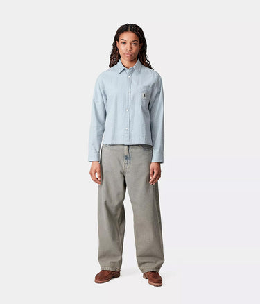 CARHARTT WIP 여성 TOLAND 셔츠 LS I035132 BLUE FOG 시어서커 ​​- Shoelosophy