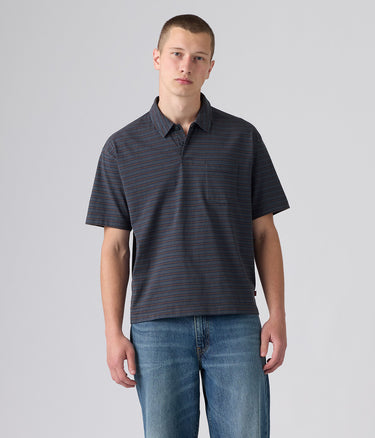 LEVI'S FINN BOXY POCKET POLO 008F5-0003 HARDAKER STRIPE NIGHTFALL NAVY