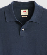 LEVI'S PULL TRICOT POLO A7294-0012 ROBE BLEU COTON LIN MÉLANGÉ - Shoelosophy