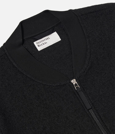 UNIVERSAL WORKS ZIP BOMBER WOLLFLEECE 00018 SCHWARZ - Shoelosophy