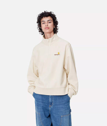 CARHARTT WIP WOMENS AMERICAN SCRIPT HIGH NECK SWEATSHIRT I033827 MOONBEAM - Shoelosophy