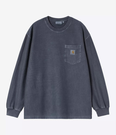 CARHARTT WIP LOOSE POCKET T-SHIRT I036862 DUNKEL MARINE, STÜCKGEFÄRBT, LANGE ÄRMEL - Shoelosophy