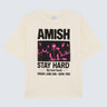 AMISH 용품 티셔츠 스테이 하드 박시 루즈 ECRU - Shoelosophy