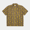 UNIVERSAL WORKS CAMP SHIRT 34155 OLIVE CAPE BLOCK PRINT - Shoelosophy
