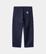 CARHARTT WIP WALTER DOUBLE KNEE PANT I033580 COTTON LINEN DARK NAVY GARMENT DYED - Shoelosophy
