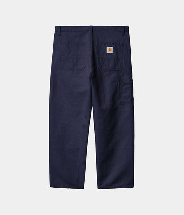 CARHARTT WIP WALTER DOUBLE KNEE PANT I033580 COTTON LINEN DARK NAVY GARMENT DYED - Shoelosophy