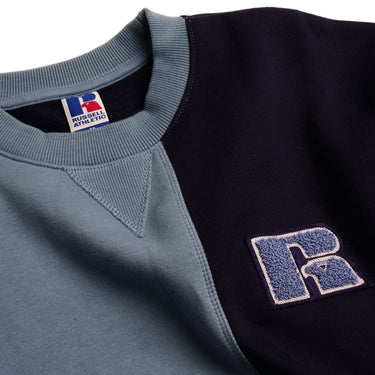 RUSSELL ATHLETIC COLORBLOCK CREWNECK SWEATSHIRT NAVY PARCHWORK - Shoelosophy