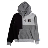 RUSSELL ATHLETIC カラーブロック フーディ スウェットシャツ ブラック パッチワーク - Shoelosophy