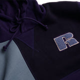 RUSSELL ATHLETIC カラーブロック フーディ スウェットシャツ ネイビー パッチワーク - Shoelosophy