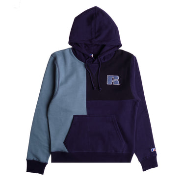 RUSSELL ATHLETIC COLORBLOCK HOODIE SWEATSHIRT NAVY PATCHWORK - Shoelosophy