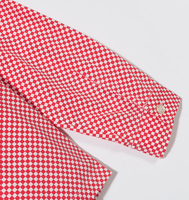 STUSSY MINI CHECK FULL ZIP LS SHIRT 1110021 ROTES HERRENHEMD - Shoelosophy