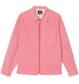STUSSY MINI CHECK FULL ZIP LS SHIRT 1110021 RED CAMICIA UOMO - Shoelosophy