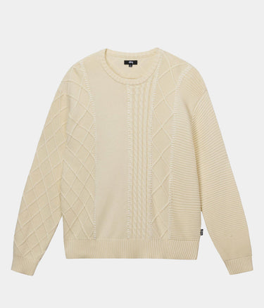 STUSSY PATCHWORK SWEATER 117158 NATURAL - Shoelosophy
