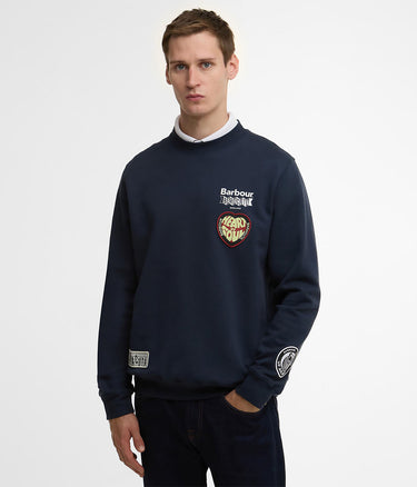 BARBOUR X BARACUTA NORTHERN CREW NECK BRFEL0054 NAVY - Shoelosophy