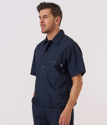 UNIVERSAL WORKS RECYCLED POLY TECH Z OVERSHIRT 34183 NAVY - Shoelosophy