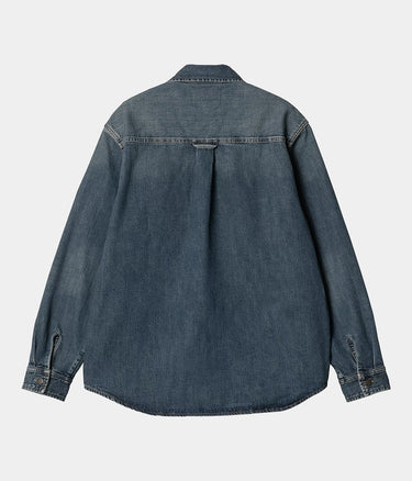 CARHARTT WIP LINCOLN SHIRT I034735 BLUE WORN USED WASH - Shoelosophy