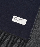UNIVERSAL WORKS DOUBLE SIDED SCARF 33640 NAVY MID GREY - Shoelosophy