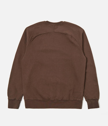 UNIVERSAL WORKS CLASSIC CREW SWEATSHIRT DRY HANDLE BRUSHBACK BROWN - Shoelosophy