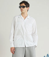 UNIVERSAL WORKS DWIGHT OVERSHIRT 34169 POPLIN WHITE - Shoelosophy