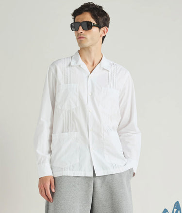 UNIVERSAL WORKS DWIGHT OVERSHIRT 34169 POPLIN WHITE - Shoelosophy