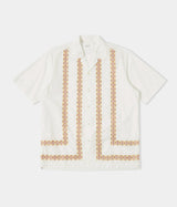UNIVERSAL WORKS MINARI SHIRT 30174 POPLIN EMBROIDERED WHITE - Shoelosophy
