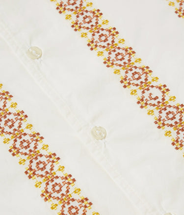 UNIVERSAL WORKS MINARI SHIRT 30174 POPLIN EMBROIDERED WHITE - Shoelosophy