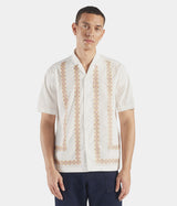 UNIVERSAL WORKS MINARI SHIRT 30174 POPLIN EMBROIDERED WHITE - Shoelosophy