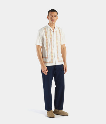 UNIVERSAL WORKS MINARI SHIRT 30174 POPLIN EMBROIDERED WHITE - Shoelosophy