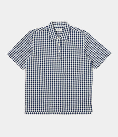 UNIVERSAL WORKS PULLOVER SS SHIRT GINGHAM SEERSUCKER - Shoelosophy