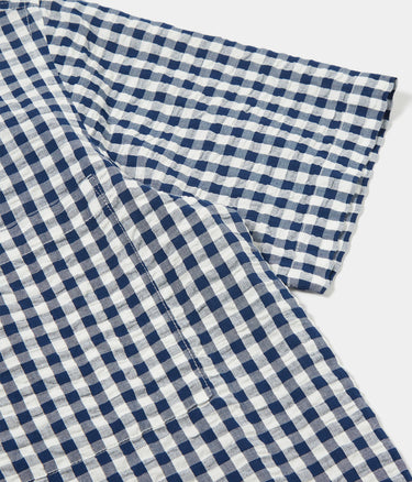 UNIVERSAL WORKS PULL SS CHEMISE GINGHAM SEERSUCKER - Shoelosophy