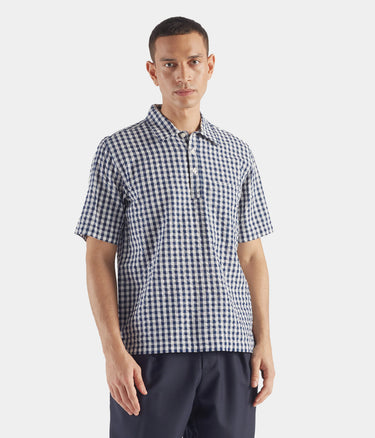 UNIVERSAL WORKS PULL SS CHEMISE GINGHAM SEERSUCKER - Shoelosophy