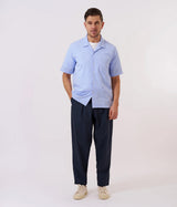 UNIVERSAL WORKS ROAD SHIRT 34556 SIDO LINEN MIX SKY BLUE - Shoelosophy
