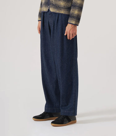 UNIVERSAL WORKS OXFORD PANT 33650 FUTURE DENIM INDIGO - Shoelosophy