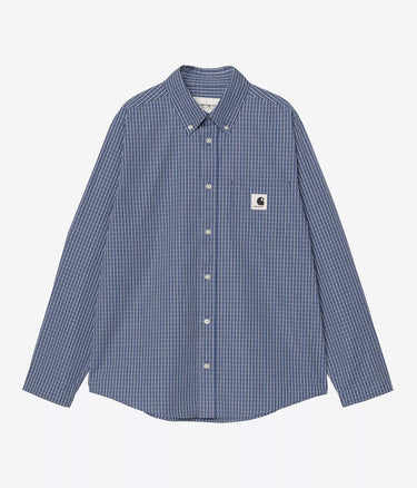 CARHARTT WIP WOMENS GROFF SHIRT I036277 CHECK BLUE - Shoelosophy