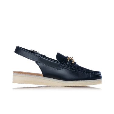 CLARKS ORIGINALS WOMENS WALLABEE SLING SCHWARZES LEDER - Shoelosophy