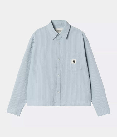 CARHARTT WIP WOMENS TOLAND SHIRT LS I035132 BLUE FOG SEERSUCKER - Shoelosophy