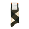 IN DER BOX ARGYLE-SOCKEN AUS BAUMWOLLE, MILITÄRGRÜN, CREME, HERGESTELLT IN ITALIEN - Shoelosophy