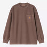 CARHARTT WIP 루즈 포켓 티셔츠 I036862 TOBACCO GARMENT DYED 긴팔 - Shoelosophy