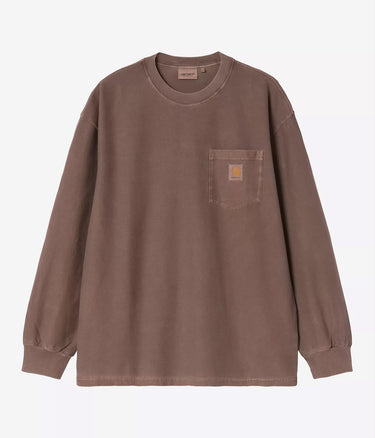CARHARTT WIP LOOSE POCKET T-SHIRT I036862 TABACCO GARMENT DYED LANGE ÄRMEL - Shoelosophy