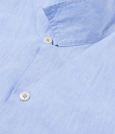 UNIVERSAL WORKS ROAD SHIRT 34556 SIDO LINEN MIX SKY BLUE - Shoelosophy