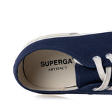SUPERGA ARTIFACT 2432 WORKS LOW CUT COTTON CANVAS NAVY OFF WHITE - Shoelosophy