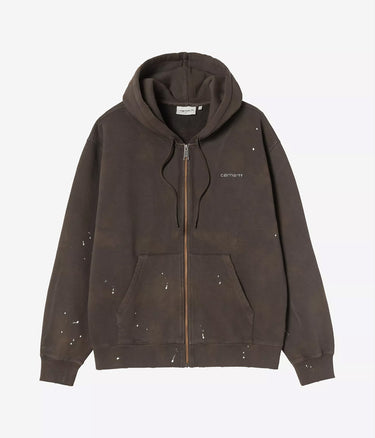 CARHARTT WIP HOODED PAINTER JACKET I036913 TOBACCO DESTROY WASH SPLATTER - Shoelosophy