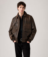 LEVI'S CLAYTON LEATHER AVIATOR JACKET 003AU-0000 BROWN LEATHER BRACKEN - Shoelosophy