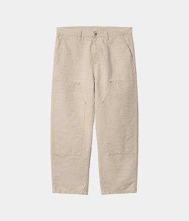 CARHARTT WIP WALTER DOUBLE KNEE PANT I033580 COTTON LINEN NATURAL RINSED - Shoelosophy