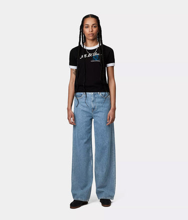 CARHARTT WIP WOMENS JANE PANT I030497 BLUE HEAVY STONE WASHED - Shoelosophy