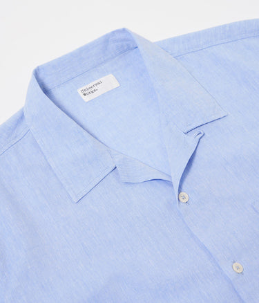 UNIVERSAL WORKS ROAD SHIRT 34556 SIDO LINEN MIX SKY BLUE - Shoelosophy