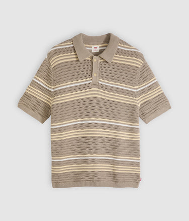 LEVI'S LAGUNA SWEATER POLO 0059K-0001 TERRACE STRIPE VINTAGE KHAKI - Shoelosophy