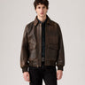 LEVI'S CLAYTON LEATHER AVIATOR JACKET 003AU-0000 BROWN LEATHER BRACKEN - Shoelosophy