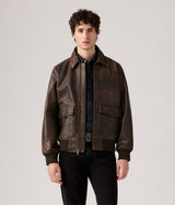 LEVI'S CLAYTON LEATHER AVIATOR JACKET 003AU-0000 BROWN LEATHER BRACKEN - Shoelosophy